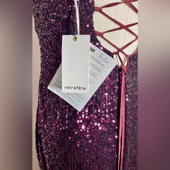 Retrofete | “Tulle” Sequin Asymmetrical Gown in Violet | Women’s XL - Picture 7 of 8